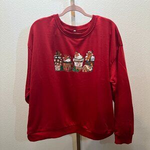 Ritatte Women Christmas Gingerbread Sweatshirt Crewneck Coffee Latte Size 2XL